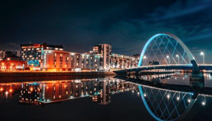 Glasgow skyline at night
