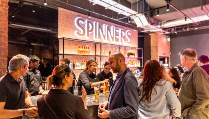 Image of a busy bar in Touchwood Shopping Centre.